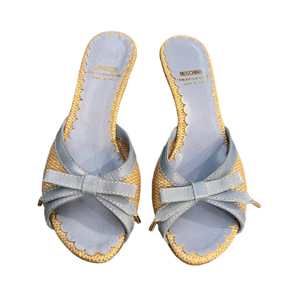Moschino Cheap and Chic raffia kitten heel mules • size 37